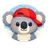 Cute cartoon raccoon face avatar in flat paper-cutout style with layered colored shapes and soft drop shadow